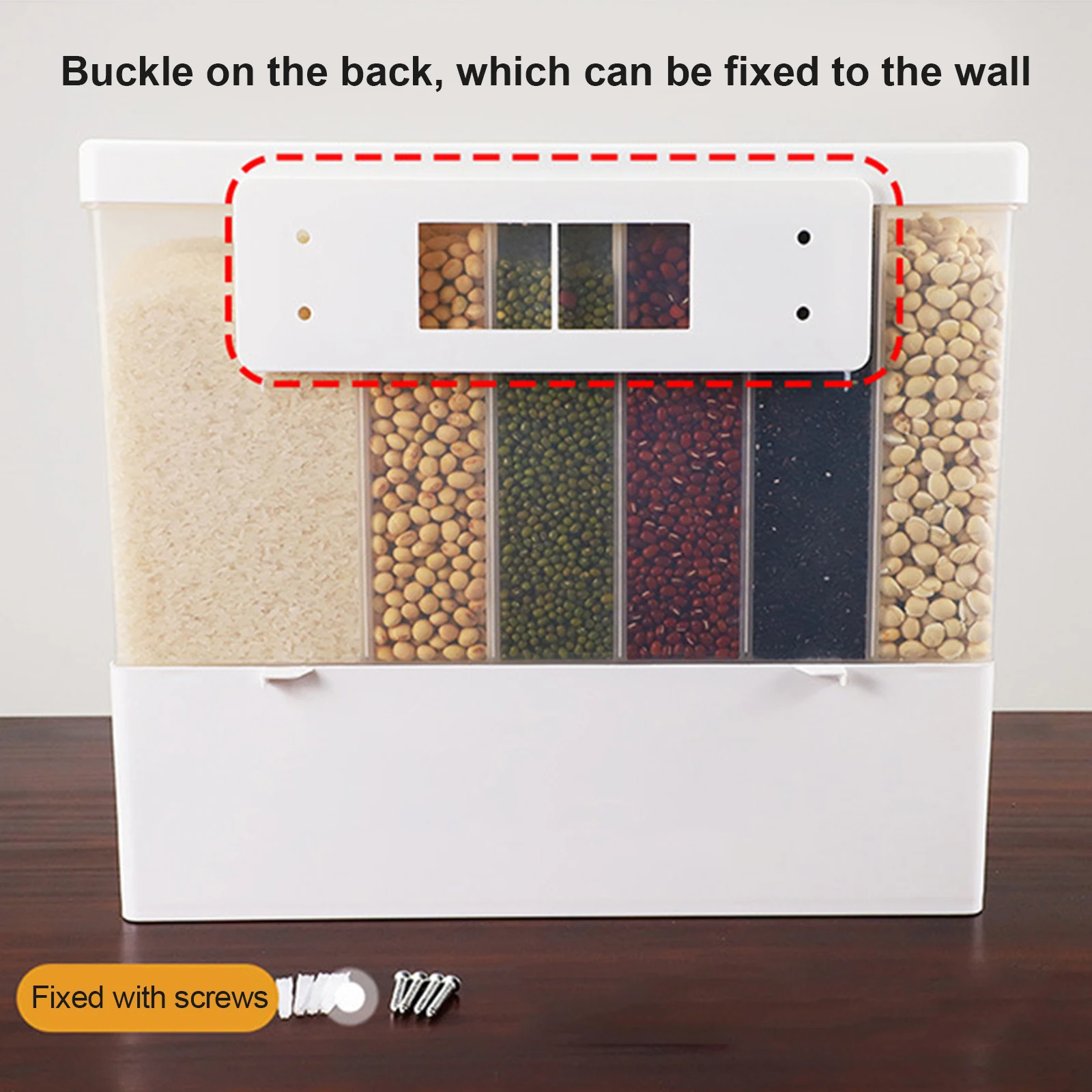 6-Grid Rice Dispenser Cereal Dry Food Grain Storage Container Kitchen Organizer