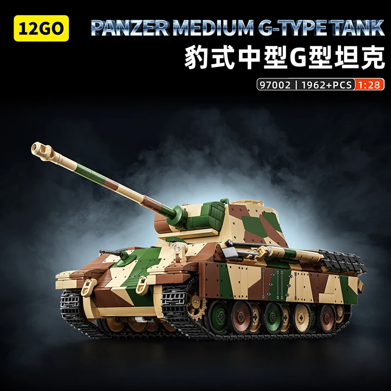 

2116PCS, 1:28 MOC Panther G Tank,DIY Vintage German Military Building Blocks Toy, Collection Gift for Adults