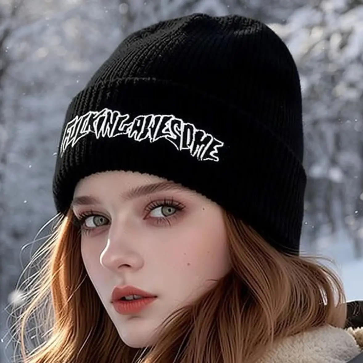 Sweet Cute Autumn Winter Knit Cap, Unisex Warm Pull-over Beanie Hat, Casual Knitted Headwear for Daily Street Outdoor Wear