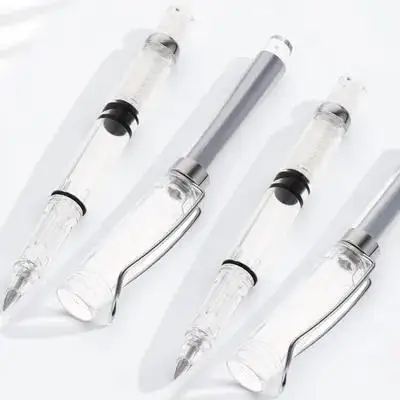 

4Pcs Ink Absorber Fountain Pen Transparent Refillable Student Writing Stationery Smooth Calligraphy Practice Pens Office School