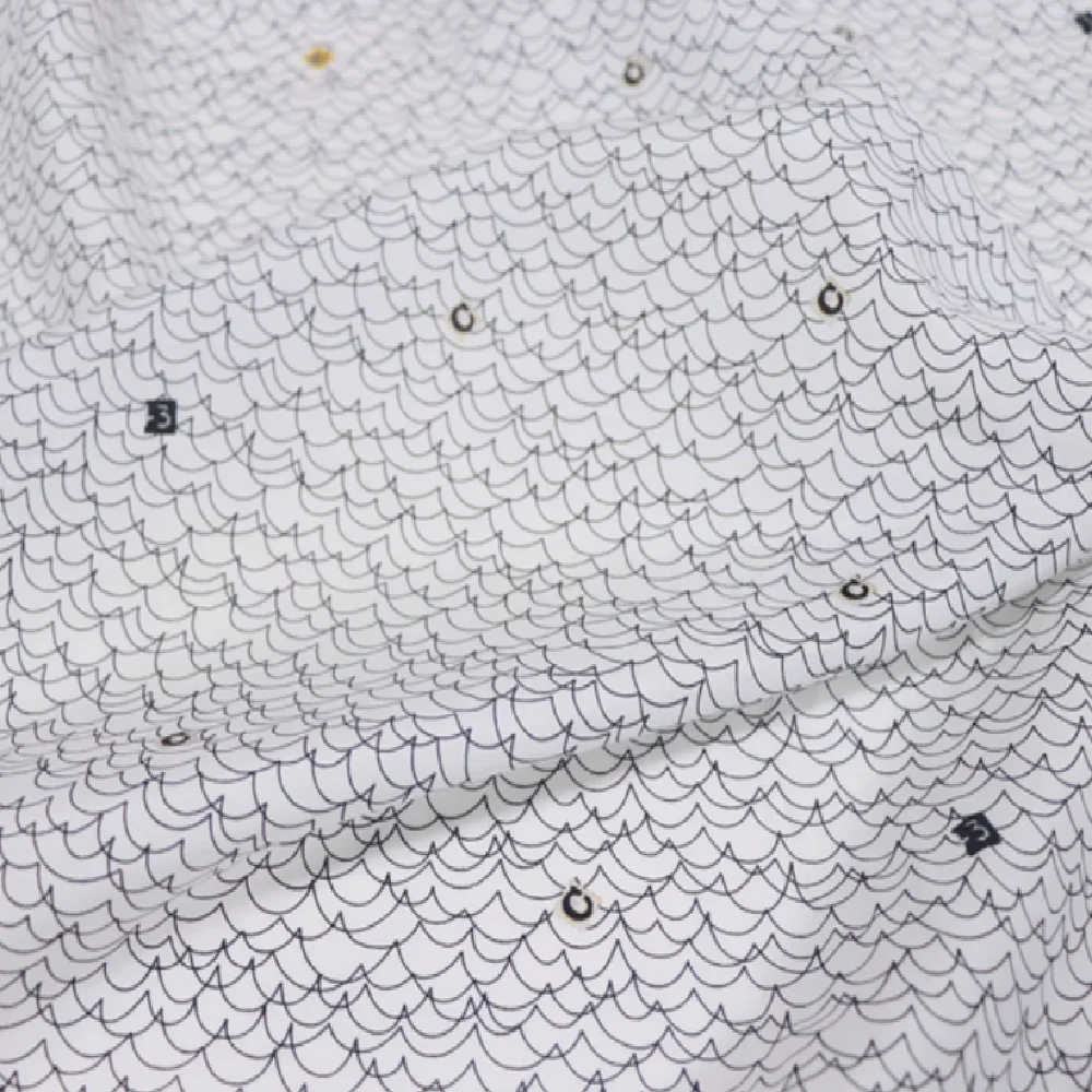 

Удобная простая черно-белая шелковая хлопчатобумажная ткань с цифрами граффити со специальным принтом для одежды Bady Young, рубашки, одежды