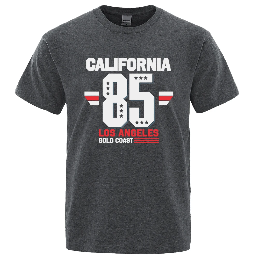 California 85 Los Angeles Gold Coast T-Shirt Casual Loose Tops Oversized Summer Tee Clothes Fashion Cotton Crewneck Men Clothes