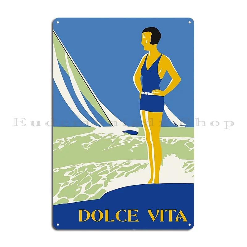 Dolce Vita Jazz Age Deco Style Beach Seaside Summer Travel Metal Signs Club Cinema Iron Rusty Wall Decor Tin Sign Poster