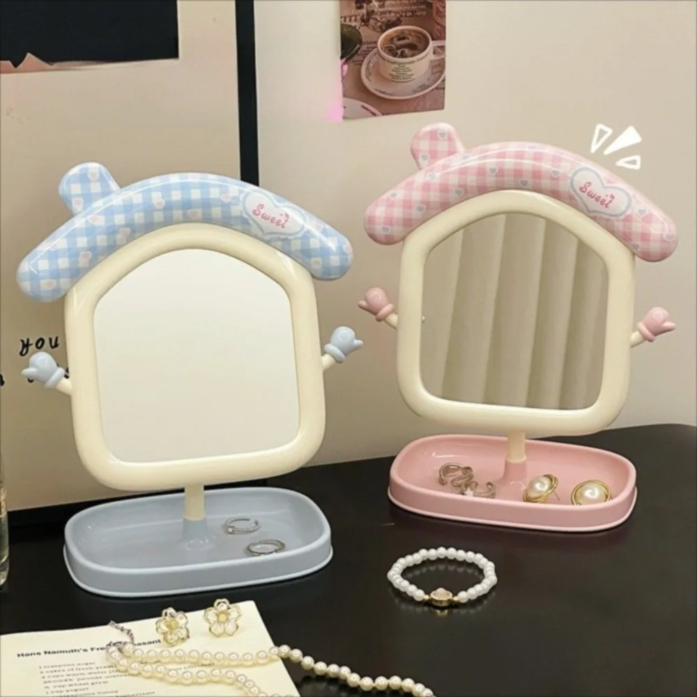 مرآة مكياج لطيفة محمولة عالية الوضوح بزاوية قابلة للتعديل لسطح المكتب مرايا زخرفية للتخزين مرآة منزل كرتونية إبداعية #3