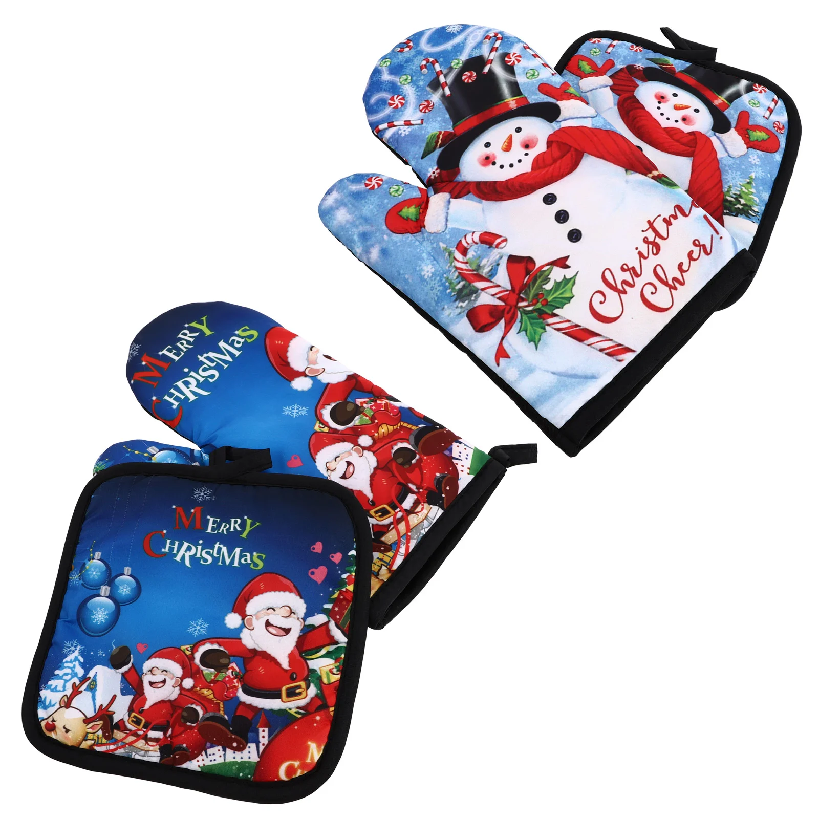 

Christmas Oven Mitts Microwave Glove Kitchen Mat Baking Heat Insulation Pad Pot Holders