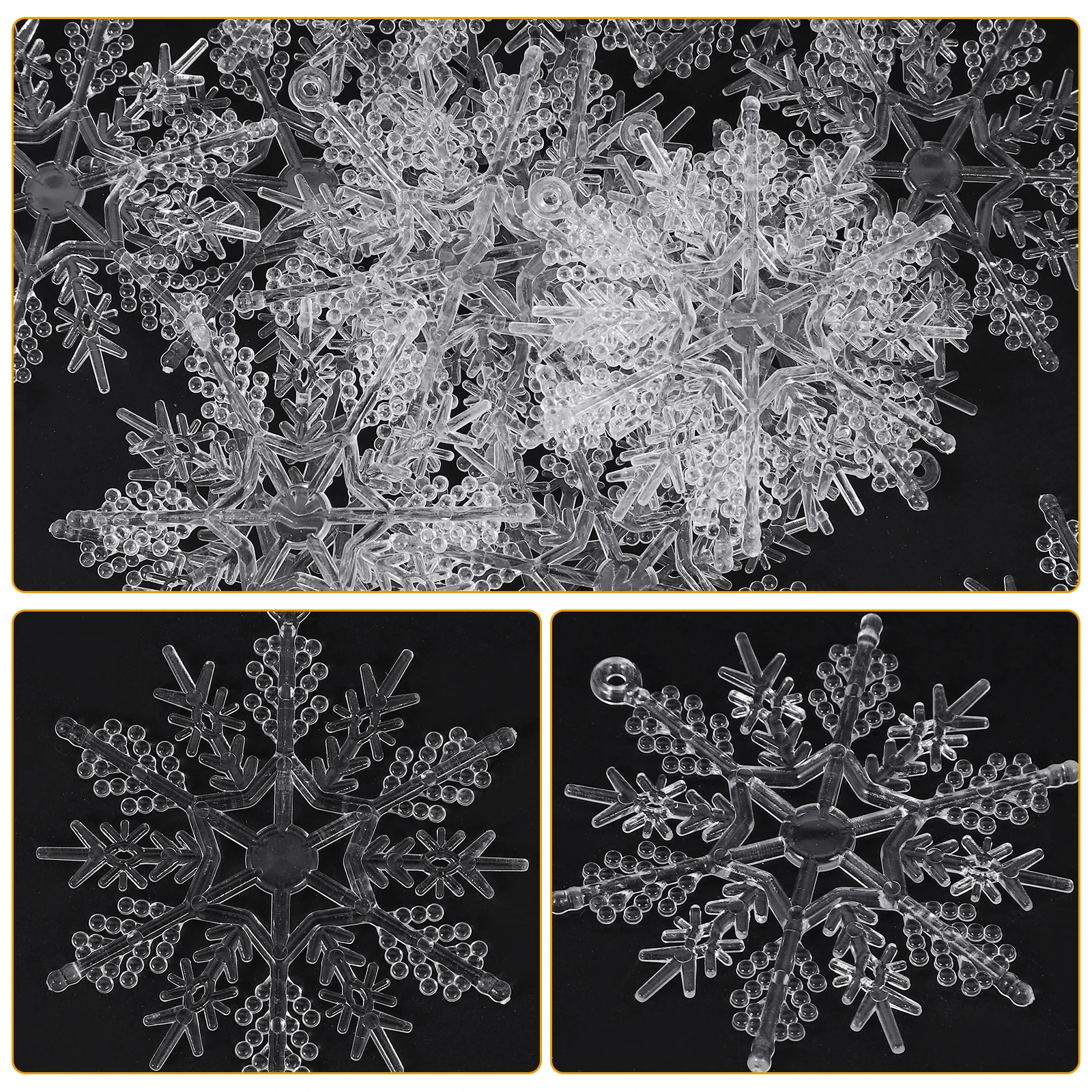 

50 Pcs Snowflake Charm Decoration Craft Crystal Ornaments Acrylic Mini Metal for Hanging Tree