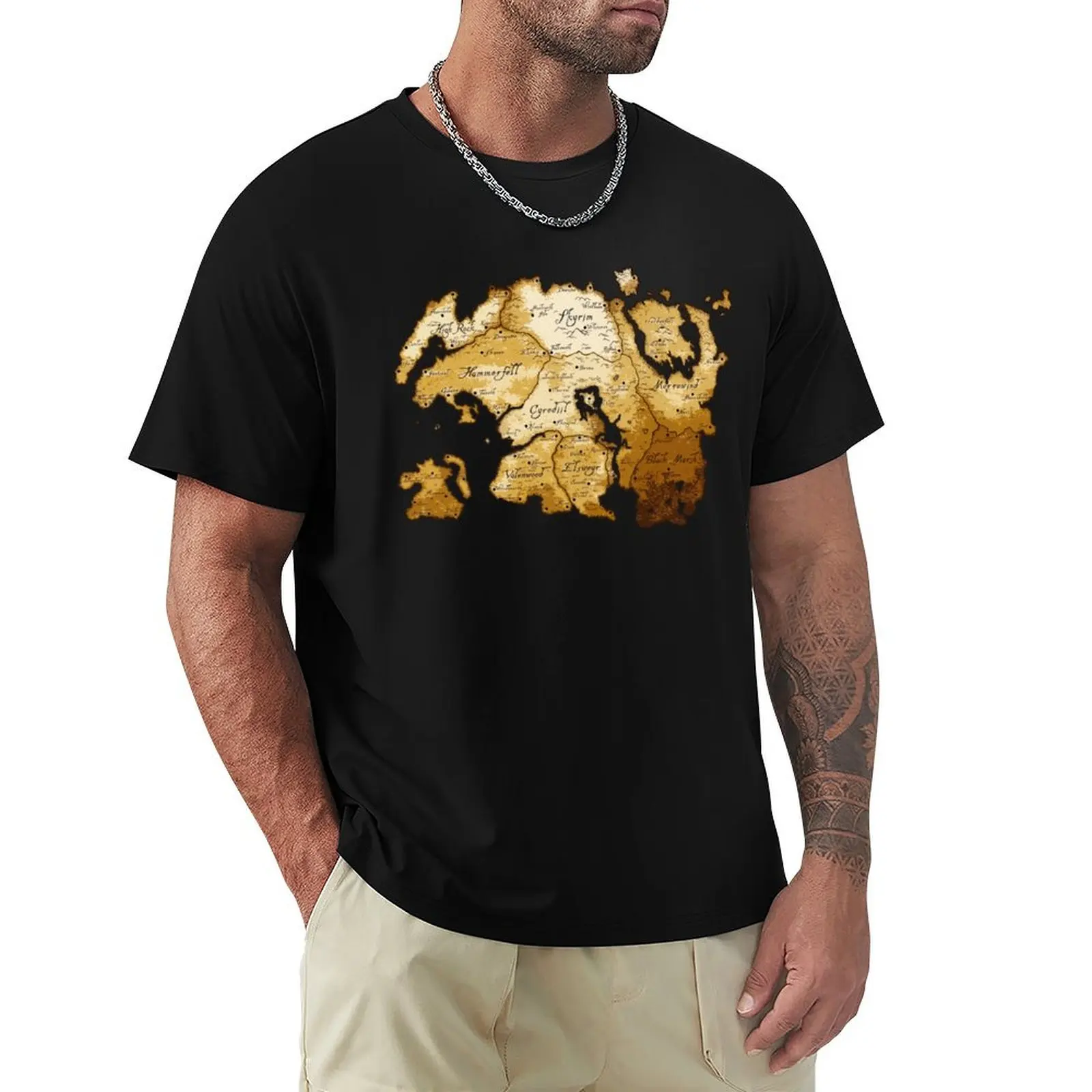 Camiseta con diseño de Mapa de Fantasía de Pergaminos Envejecidos, Estilo Minimalista, para Juegos de Rol Antiguos, DnD, Tamriel, Elder ESO, Online, Summerset