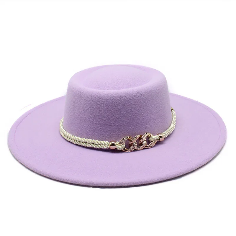 Cross Border Ring Concave Flat Top Wool 8 5cm Top Hat Men And Women Fashion Flat Top Woolen Top Hat