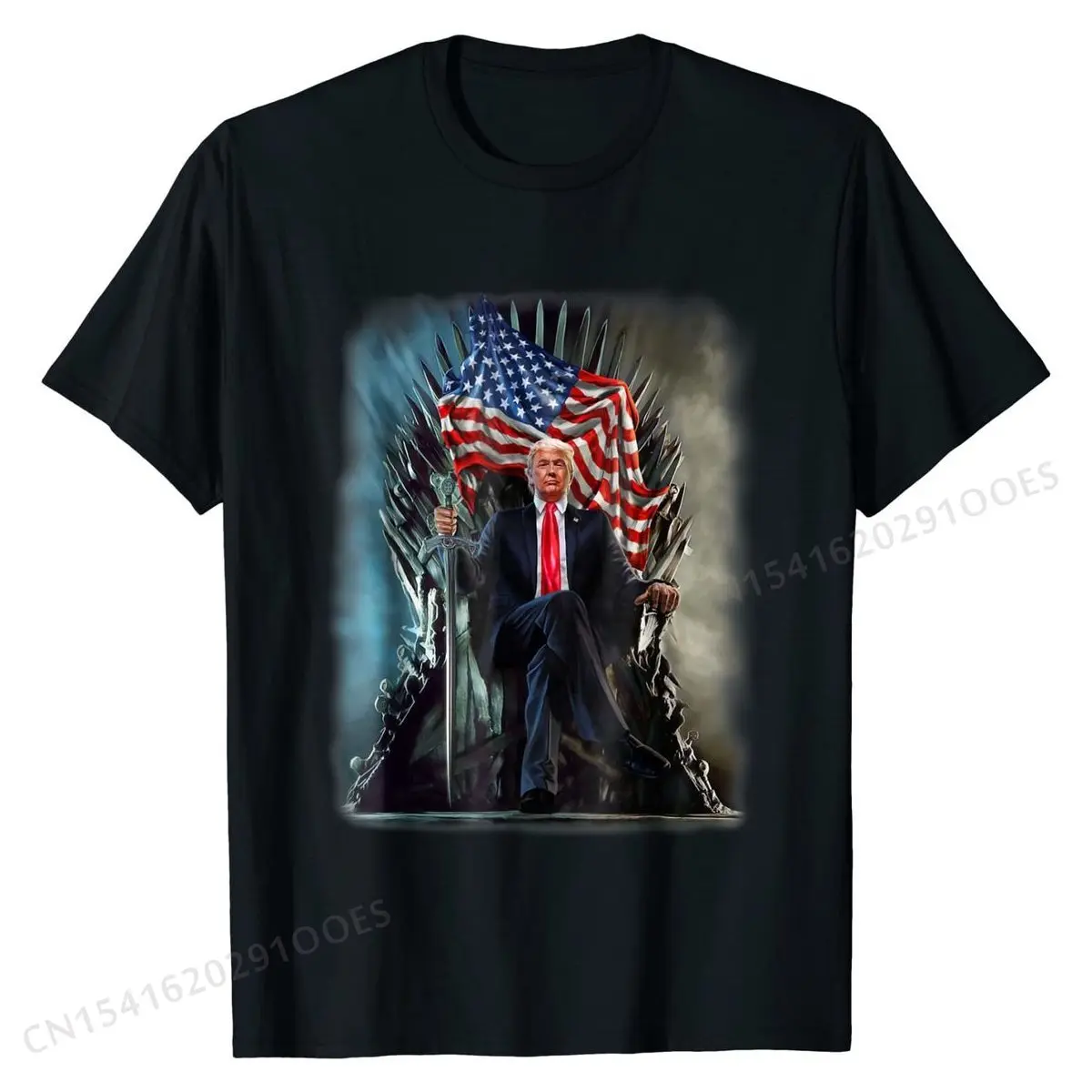 T-Shirt, President Donald Trump on  States Throne Cotton Tops Tees for Men Funny T Shirt Normal New Arrival