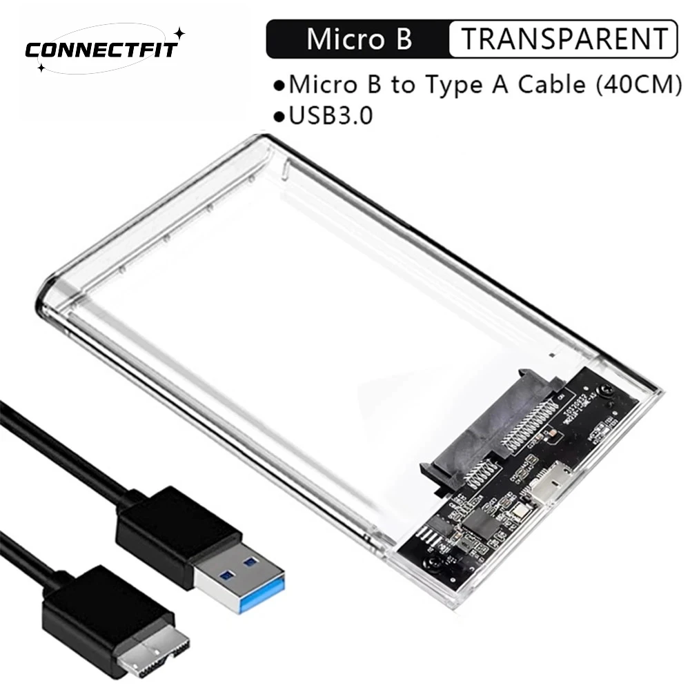 

Прозрачный корпус внешнего жесткого диска 2,5-дюймовый HDD SSD Корпус Micro-B к USB 4 ТБ Жесткий диск Коробки для ПК Mac Ноутбук Настольный компьютер