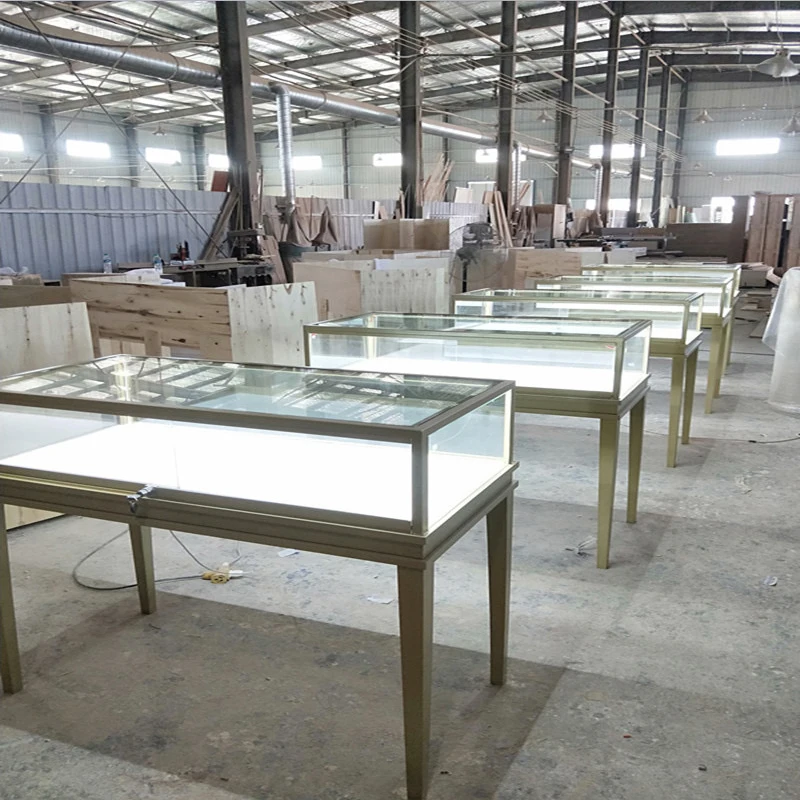 Custom. high end tempered glass jewelry showcase LED lighting jewelry store display counter fixtures jewelry shop furniture