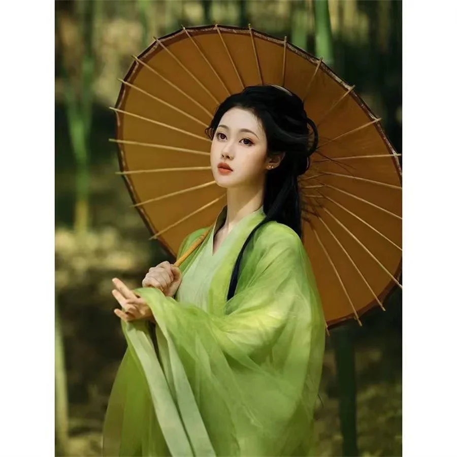 Женское платье Hanfu, традиционное китайское винтажное платье Hanfu, Женский костюм для косплея на Хэллоуин, зеленый костюм Hanfu с принтом, 3 предмета, размеры XL