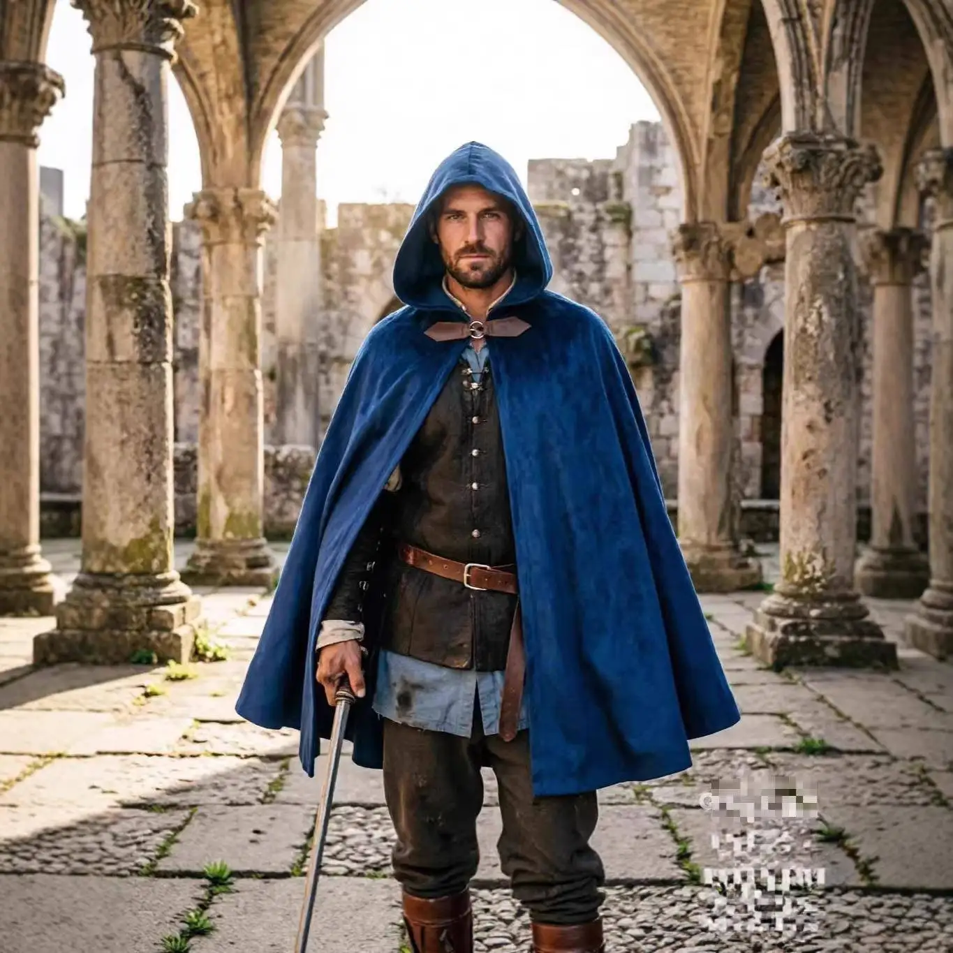 

Средневековый плащ-накидка из оленьего бархата с капюшоном, длинный халат в стиле Ренессанс для женщин, этнический сценический костюм на Хэллоуин