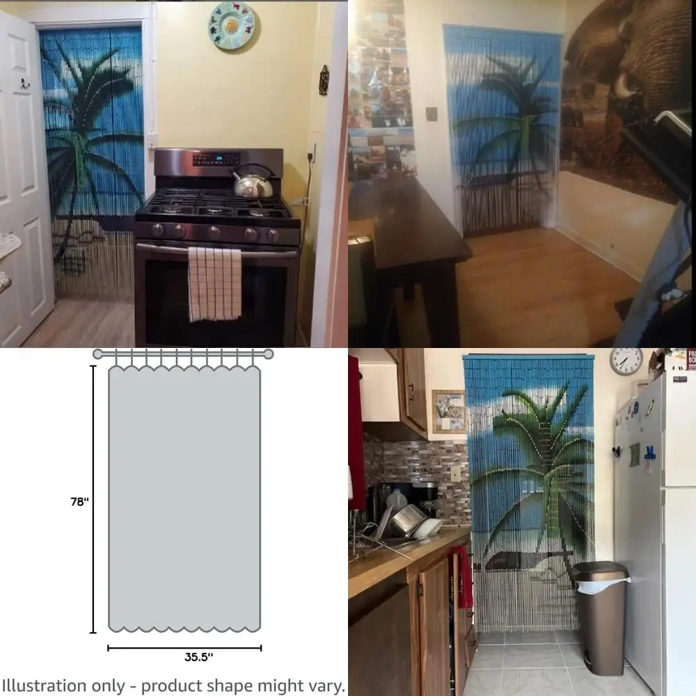 

Занавеска для двери из бисера с экзотическим рисунком пальмы, 35,5 x 78, декоративная подвеска