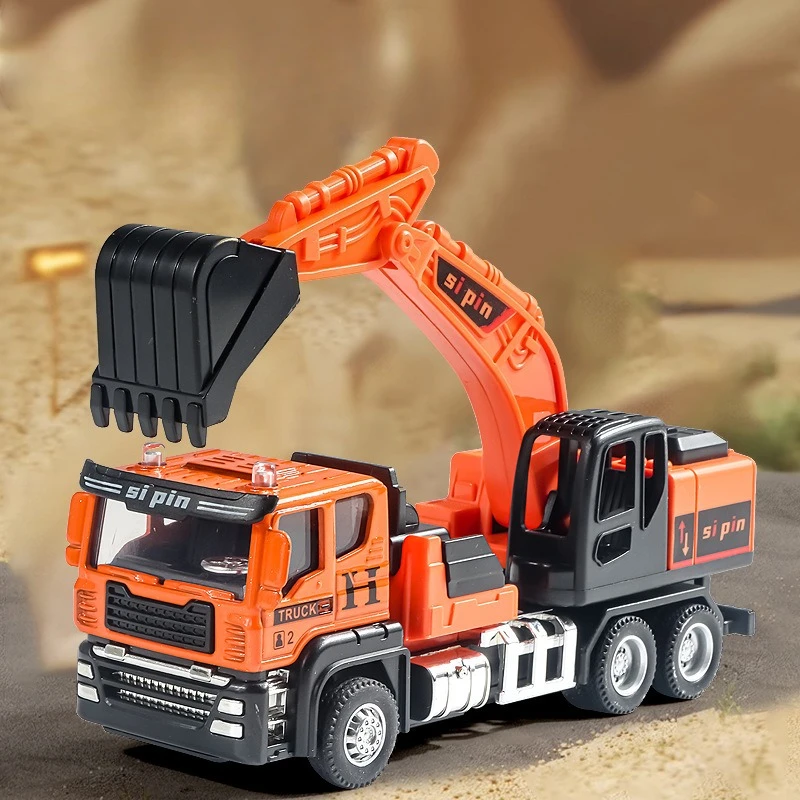 Vehículo de ingeniería fundido a presión, motor de bomberos, excavadora, mezclador, modelo de coche volquete, cabeza de aleación de simulación, juguetes para niños y niños