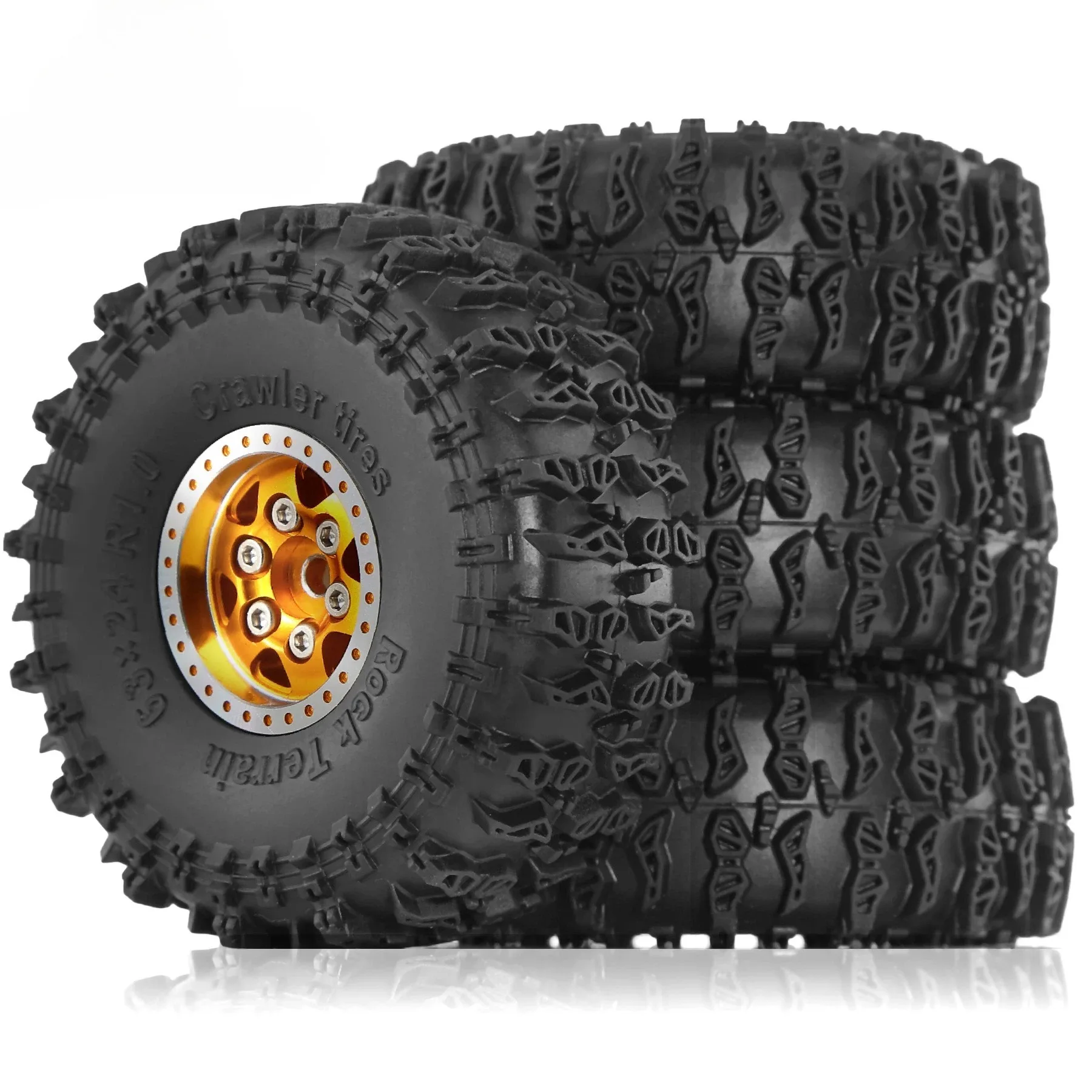 

4pcs OD 63mm 1.0" Metal Beadlock Wheel Tire Set For 1/18 RC Crawler Car TRX4M SCX24 Upgrade Parts Accessories