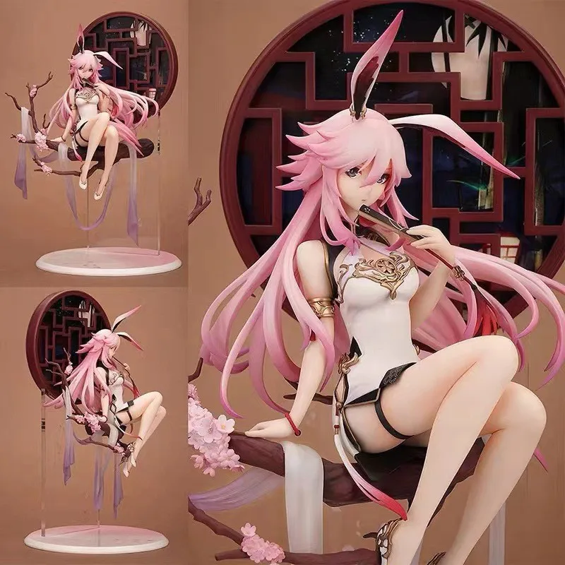 ゲームアニメ-honkai-impact-v3-八重桜チャイナドレスフィギュア座りアニメーションモデルおもちゃコレクション装飾飾りモデルおもちゃギフト