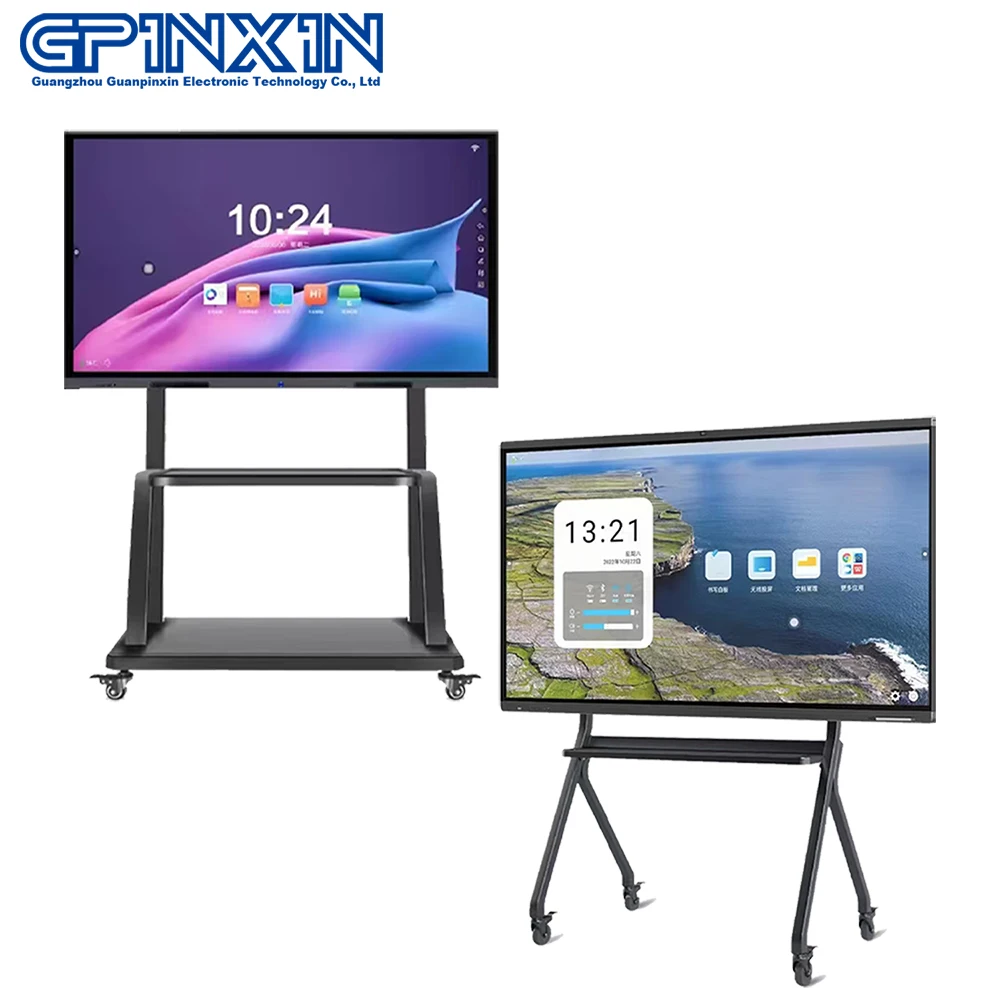 Interactive Flat Panel Dual System Smart Board For Teaching 75 Inch Interactive Whiteboard 4K Multi Touch Screen Digital Display