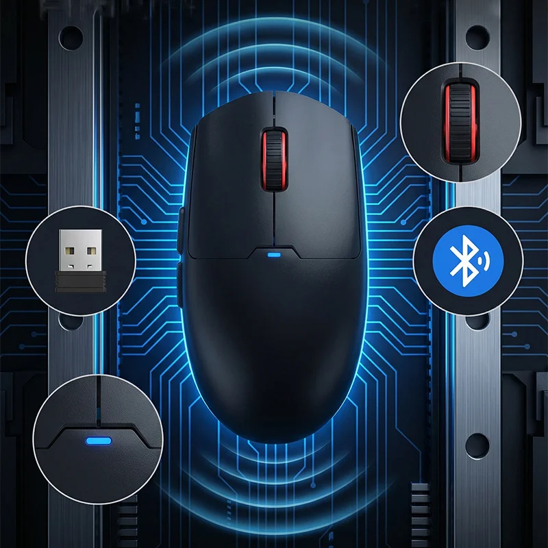 Bluetooth 2.4G Dual Mode Wireless Gaming Mouse Lightweight 3 Levels Adjustable DPI Rechargeable Ergonomic Mouse for Laptop PC