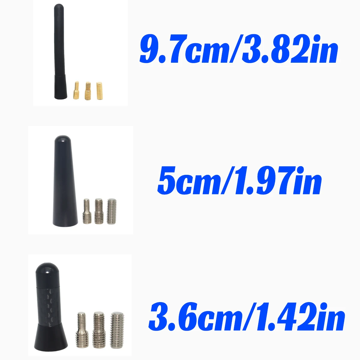 

Universal AM/FM Car Bee Sting Stubby Aerial Mast Antenna Radio Roof Mount Sport Short Rod Replace Accessories 1.38/1.97/3.82in