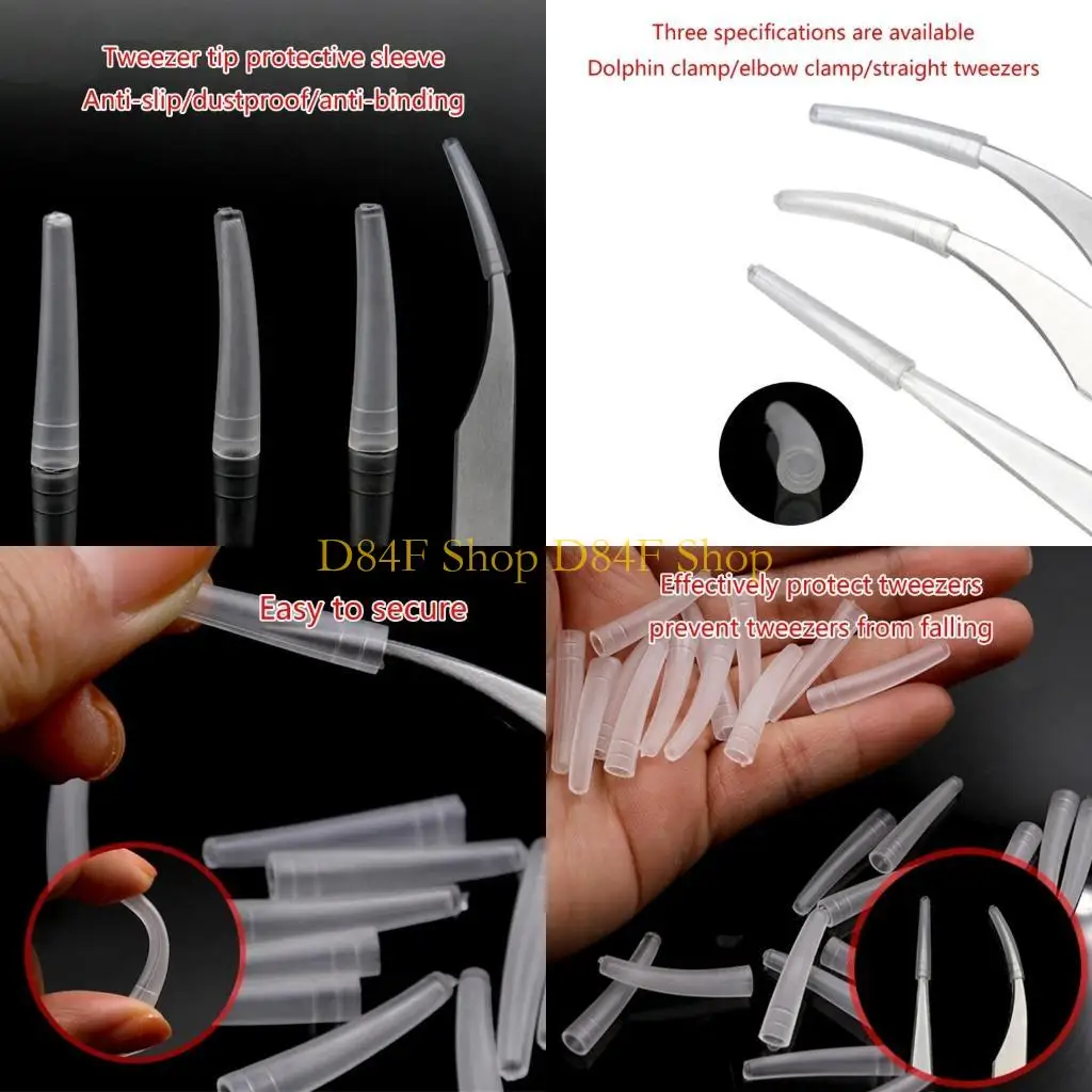 

D84F 100Pieces Clear Plastic Protective Tweezers Protect Cover Tips Tweezers Caps