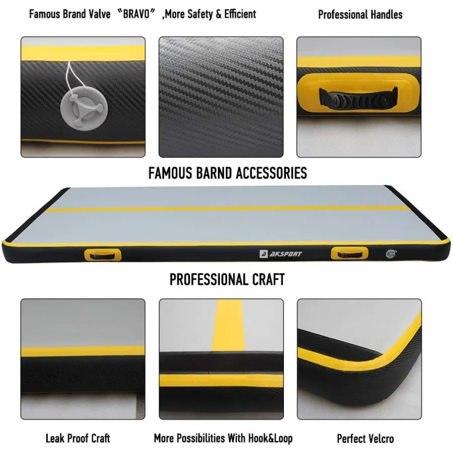 แผ่นรองออกกำลังกายแบบเป่าลม พร้อมปั๊มลม สำหรับใช้ในบ้าน ฝึกซ้อมยิมนาสติก เชียร์ลีดเดอร์