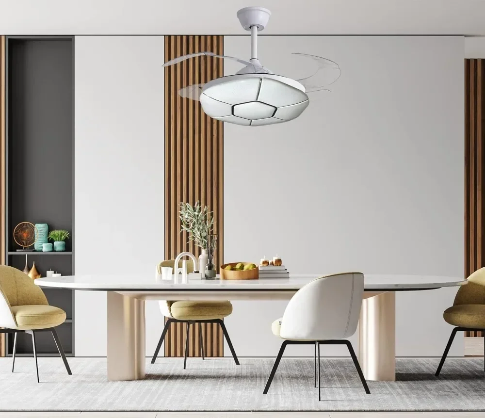 BEL AIR HOME - Ventilador de Techo PLUTON Motor DC con Aspas Desplegables con Luz Led 36W (3000K، 4000K، 6500K) Con Mando a Dist