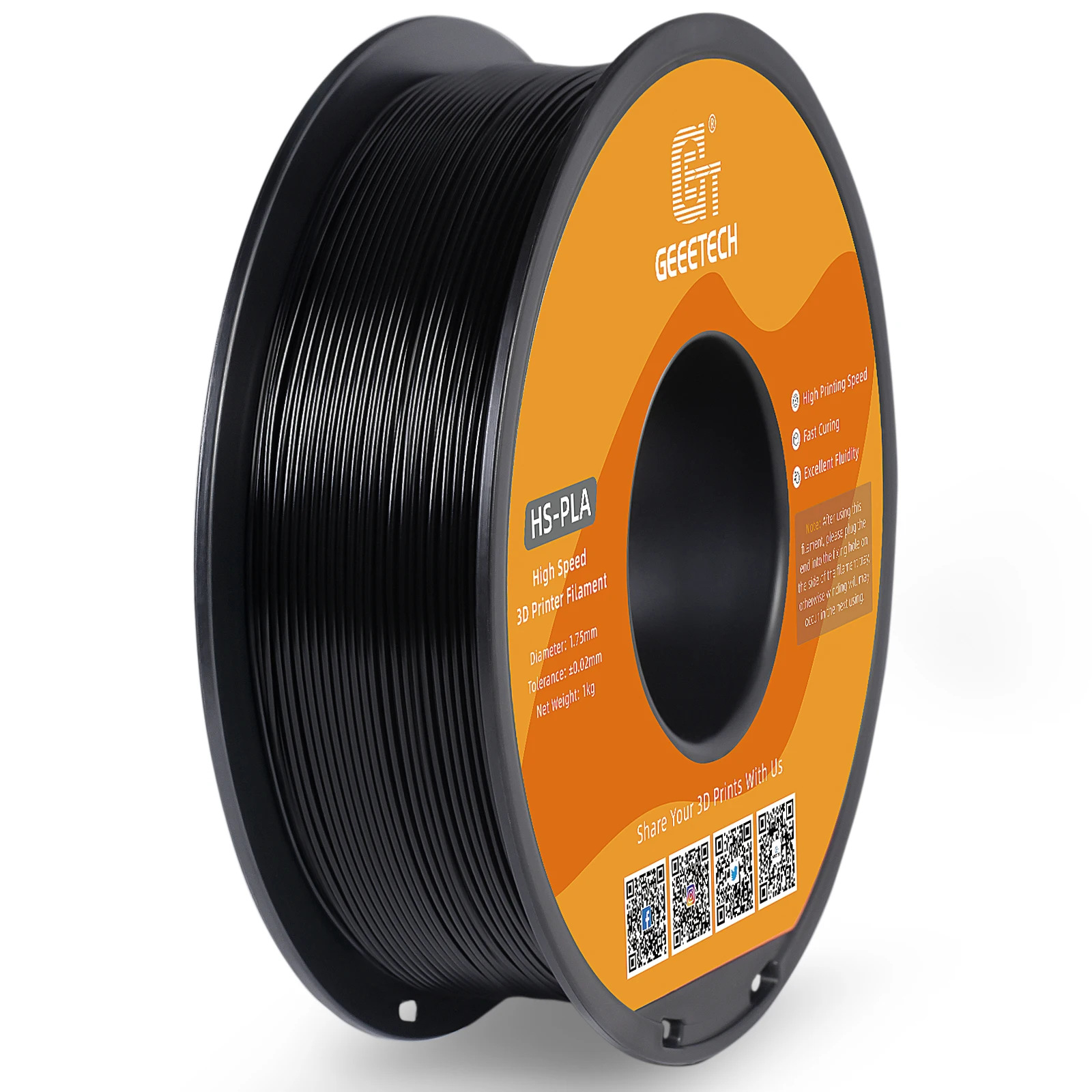 GEEETECH High-Speed PLA-filament 1,75 mm 1 kg 1 spoel, snelle uitharding, betere vloeistofheid, HS-PLA High-Speed 3D-printfilament