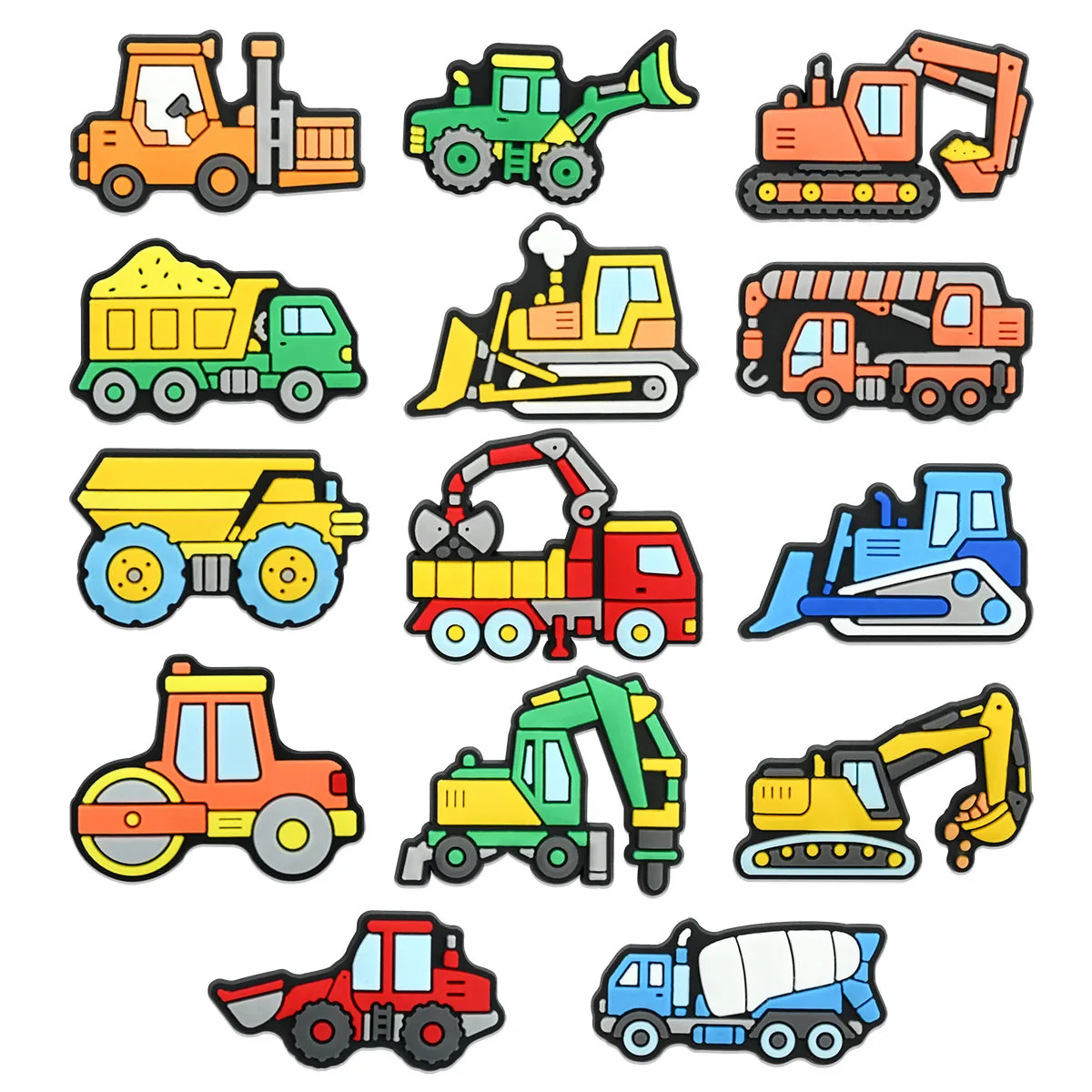 DIY Engineering Vehicles Series PVC Shoe Charms Accessories for Slide Sandals Garden Shoe Buckles Clogs Decoration Pins Gifts