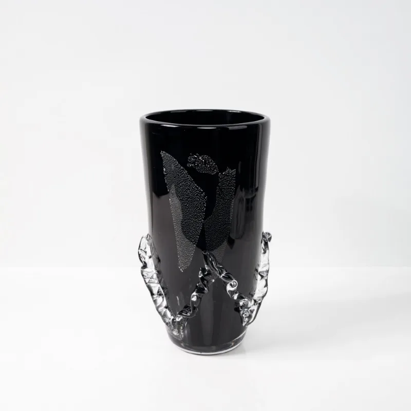 Creative retro black water ripple glass vase, model room living room ornament with vase