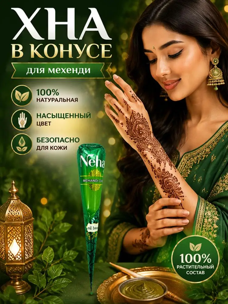 1PC Natural Henna Paste Cone Brown Mehndi Tattoo Ink for Temporary Body Art, Long-Lasting, Plant-Based, Easy to Apply