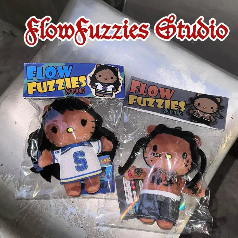 Flowfuzzies ستوديو الاتجاه الأصلي سلسلة ترافيس كيتي قصيرة أفخم محشوة مفتاح سلسلة سلاسل المفاتيح دمية نموذج قلادة اللعب هدية #5