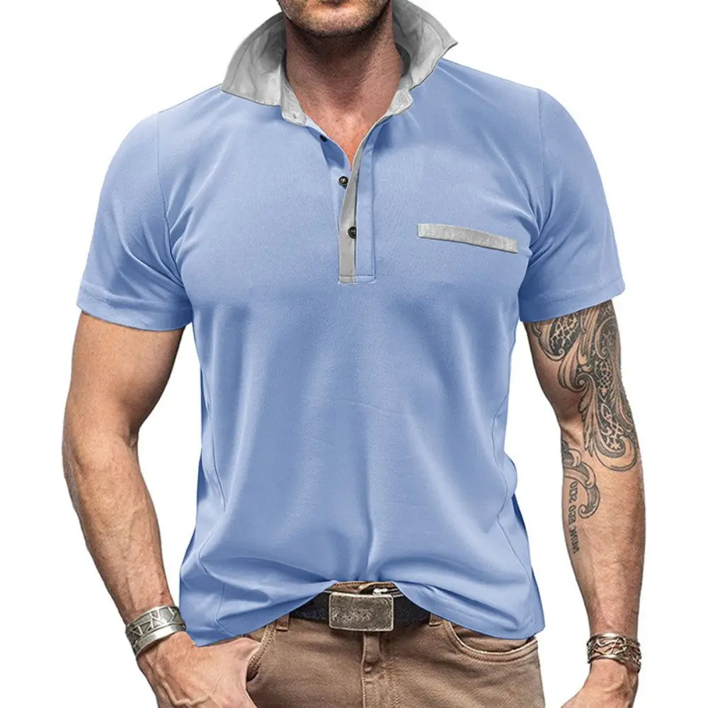 

Mens Short Sleeve Henley Shirts Buttons V-neck Casual Polo Shirts Men's Shirt Button Up Turn Down Lapel Short Sleeve T Shirt