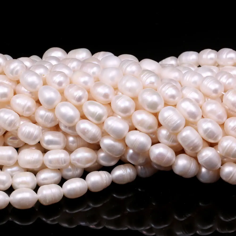 

1string Natural Cultured Pearl 8-9mm White Oval Beads Charms for DIY Women Men Necklace Jewelry Making Accessories Daily Gifts