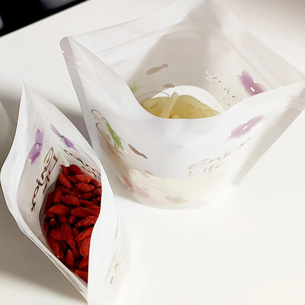 Free Shipping PET Self-Supporting Zipper Packaging Bag Matte White Printed Window Packaging Bag Plastic Dust Proof Storage Bag