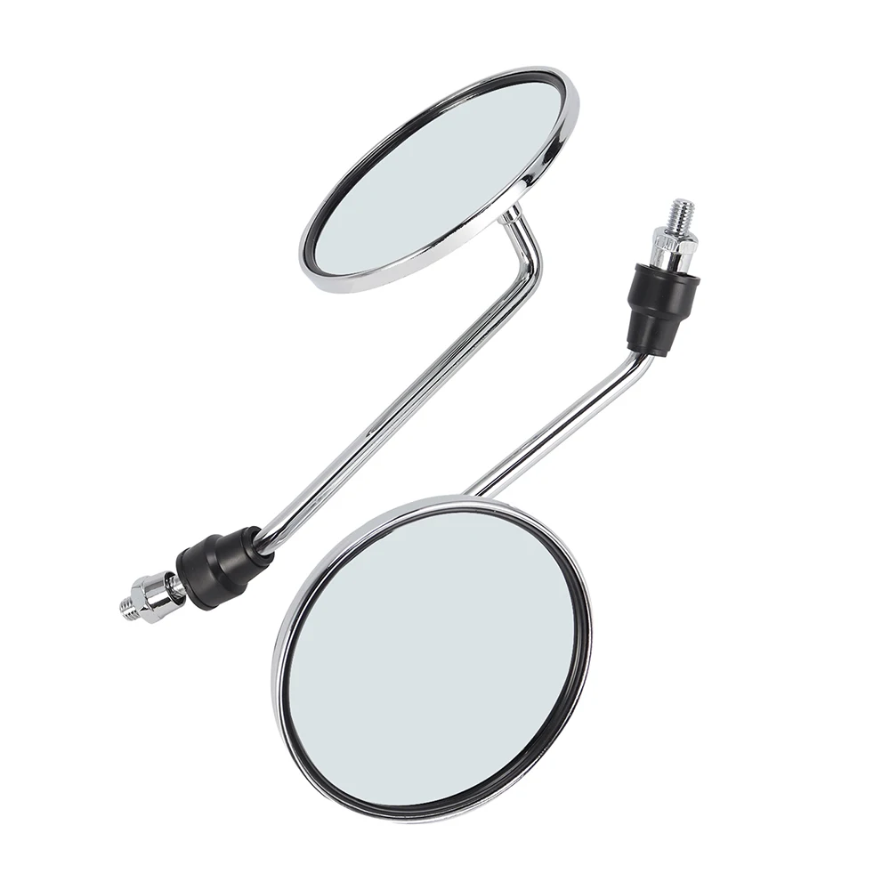 1 Pair Universal Motorcycle Rear View Mirror Chrome Motorbike Back Side Mirrors 8mm 10mm Thread For Honda Harley Moped Scooter