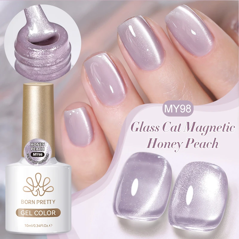 BORN PRETTY 10 ml Wasserlicht Katze Magnetgel Semi Permanent Maniküre Soak Off LED UV Gel Kristall Rosa Magnetgel für Nägel