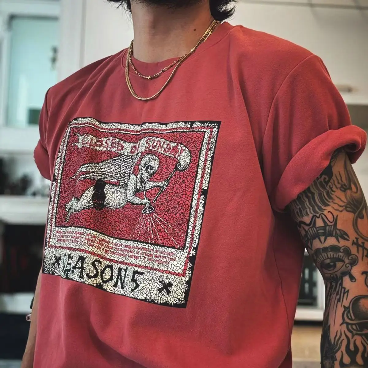 Heavy-duty Pure Cotton Short-sleeved Personalized T-shirt, American Casual Loose-fit Trendy Brand Tee