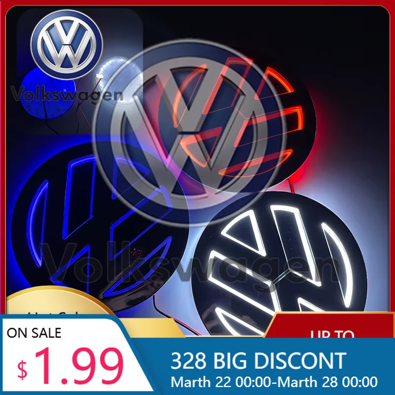 

Наклейка на автомобиль 2026: Горячая новинка! Стильные молдинги для VOLKSWAGEN VW, 11 см, 5D LED подсветка для логотипа Volkswagen VW, подсветка логотипа на переднюю решетку, комплект.