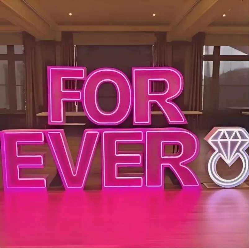 Giant Metal RGB Marquee Letters for Stylish Atmosphere Elevate Your Wedding or Party with Eye-Catching Electronic Signs