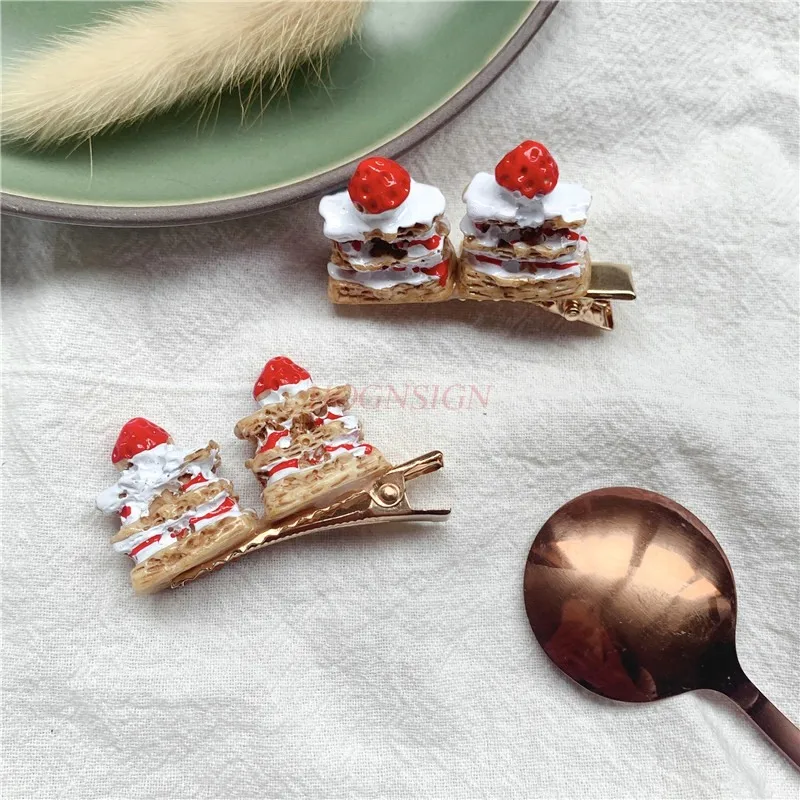 Girl Simulation Strawberry Cream Cake Hairpin Fun Creative Food Hairpin Cute Headwear