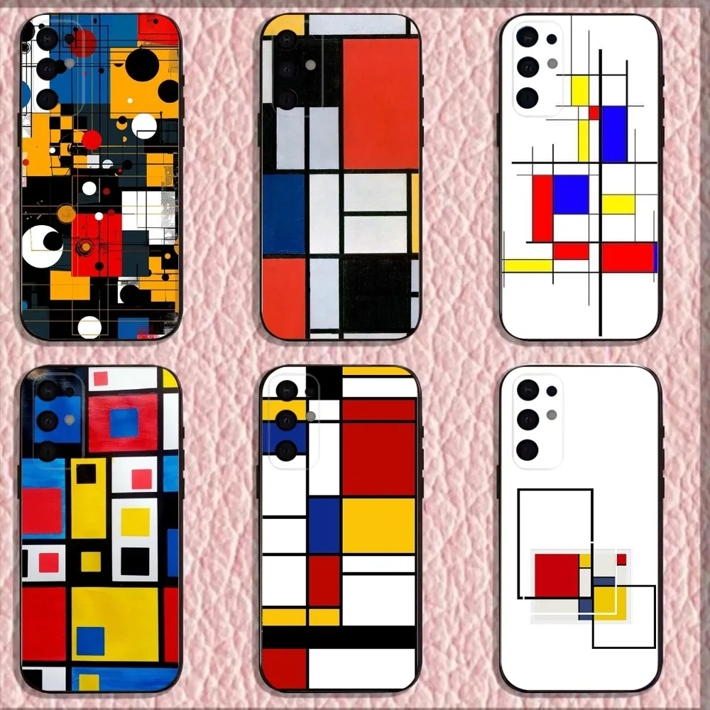 

Pattern Abstract Piet Mondrian Phone Case For Samsung S25,S24,S21,S22,S23,S30,Ultra,S20,Plus,Fe,Lite,Note,10,9,5G Black Cover