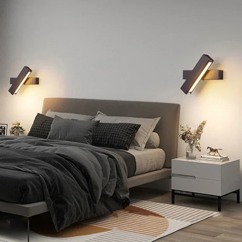 Luz de parede moderna LED para quarto, Arandelas interiores, Iluminação para sala, Luminária, Lâmpada de parede rotativa 350 °