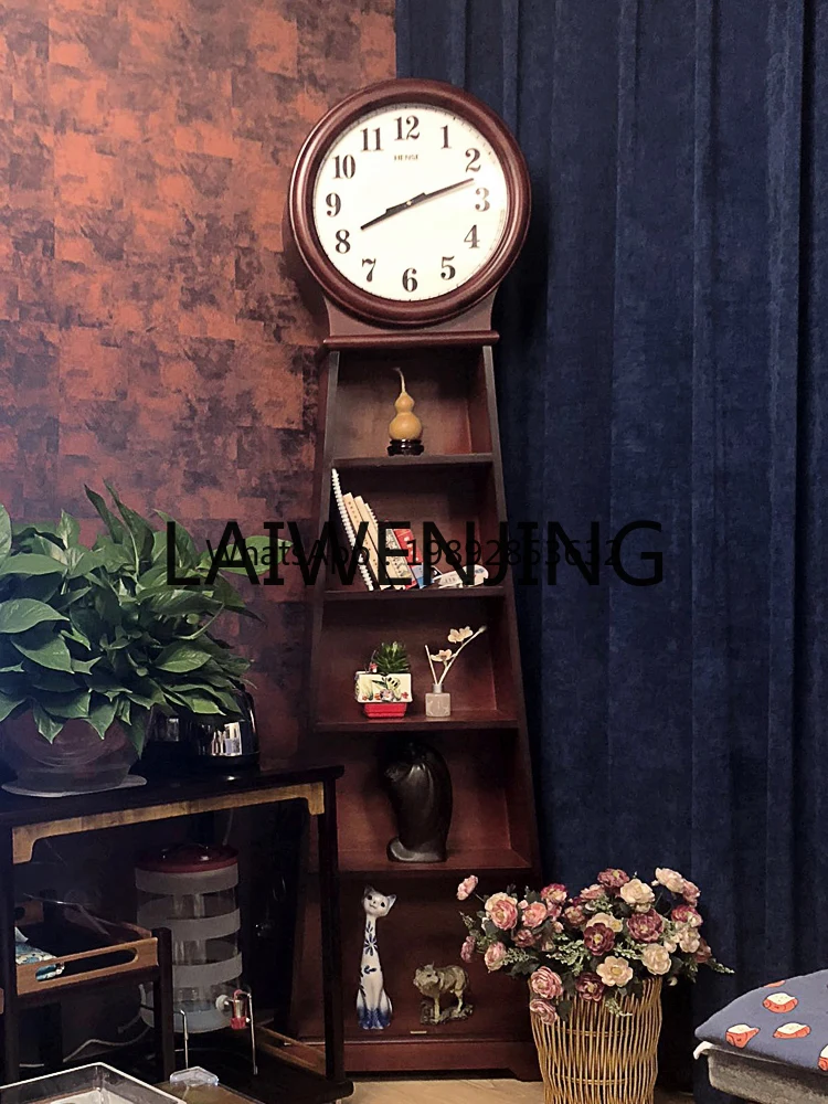 CWG Solid Wood Floor-Standing Decorations Creative Locker Quartz Floor Electronic Clock