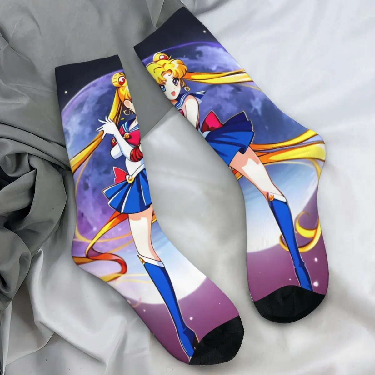 S-Sailor M-Moon Anime Socks Gothic Stockings Autumn Non Skid Women Men Socks Warm Soft Printed Climbing Socks