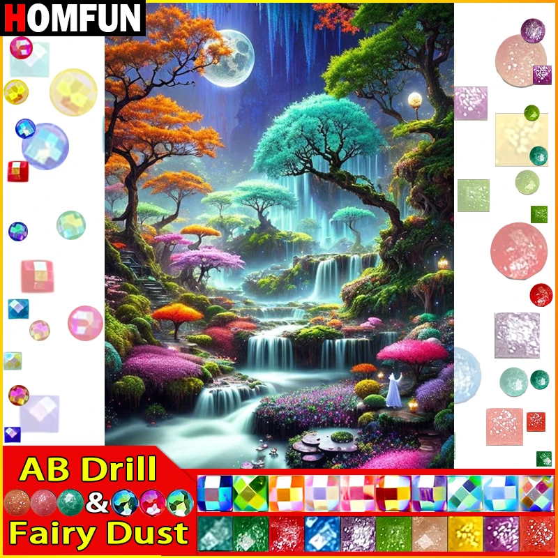 HOMFUN Fairy Dust AB 5D Diy Diamond Painting Cross Stitch 