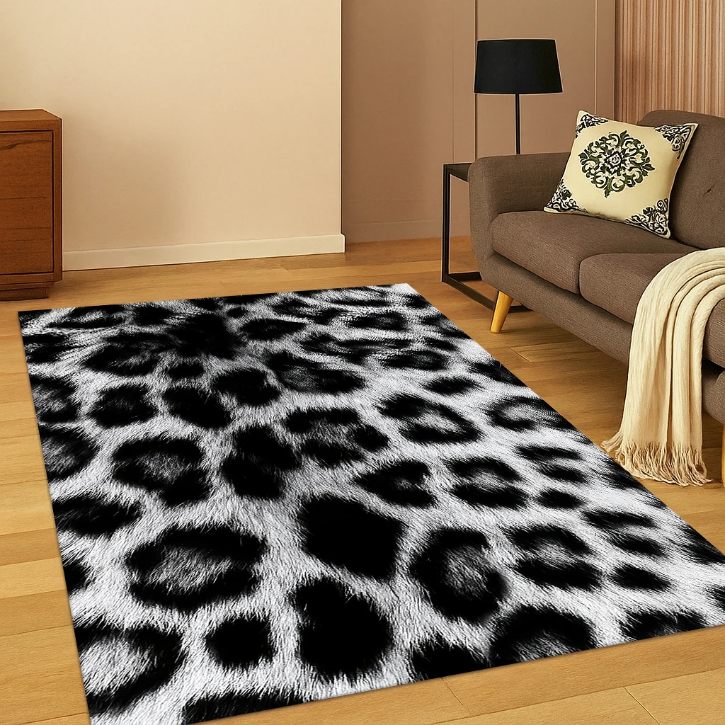 3D Zebra Stripe Leopard Print Tiger Stripe Carpet Rug for Playroom Bedroom Living Room Sofa Doormat Decor, Kid Game Non-slip Mat
