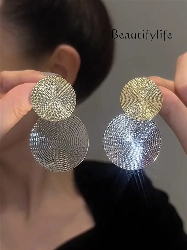 Exaggerated Earrings Women's Personality Round Sequins Large Circle Earrings