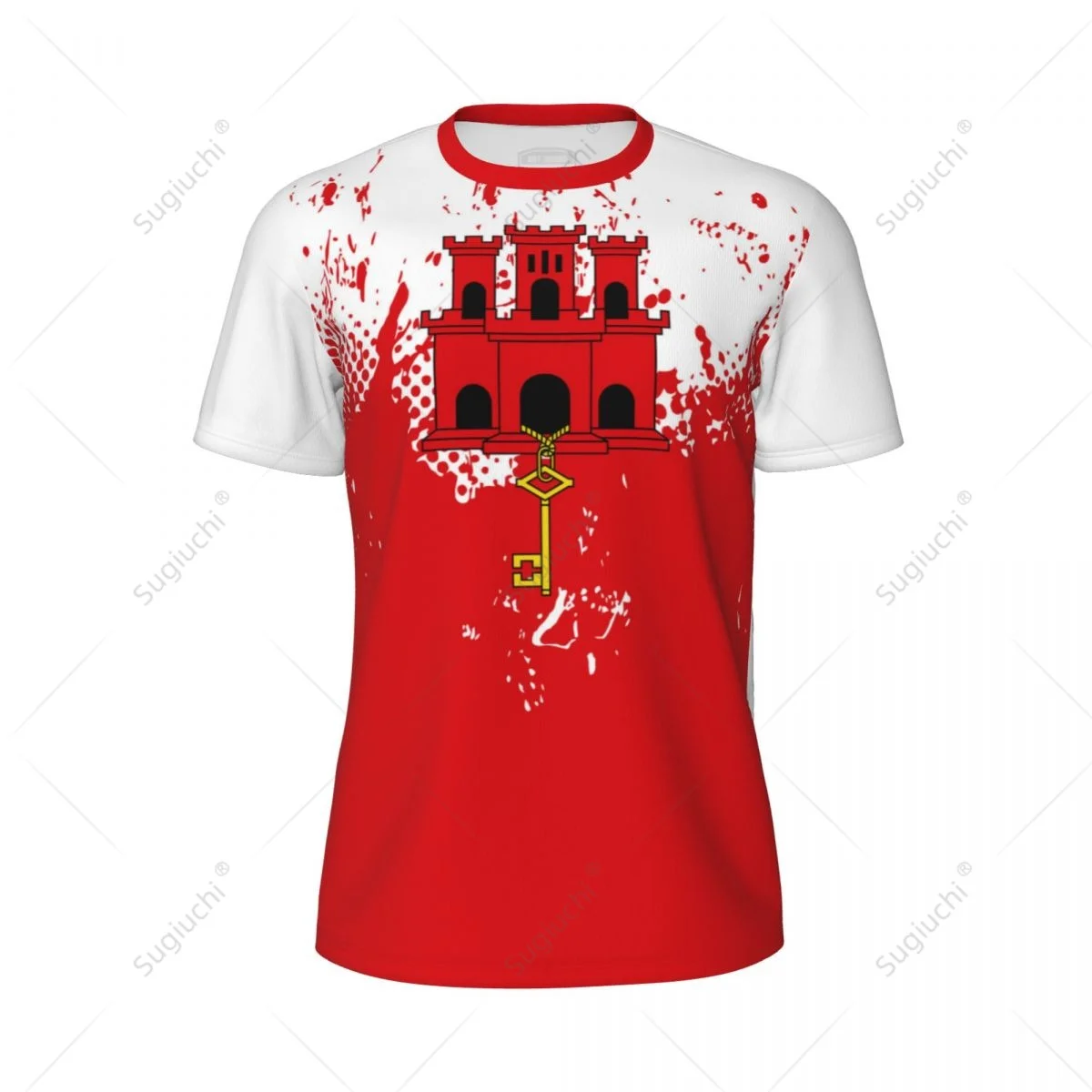 تصميم حصري جبل طارق العلم الحبوب ثلاثية الأبعاد المطبوعة الرجال لتشغيل الدراجة كرة القدم تنس اللياقة البدنية الرياضة التي شيرت شبكة تي شيرت قصير #2