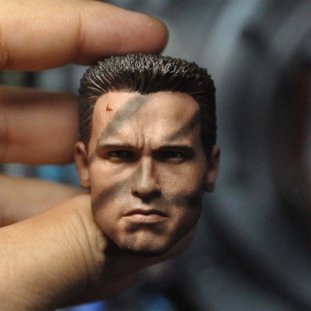 iN STOCK 1/6 Scale T800 Terminator Yong Arnold Schwarzenegger T800 Battle Damaged Head Sculpt Model For 12\